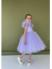 Feifei Sleeves Lavender Tulle Flower Girl Dress